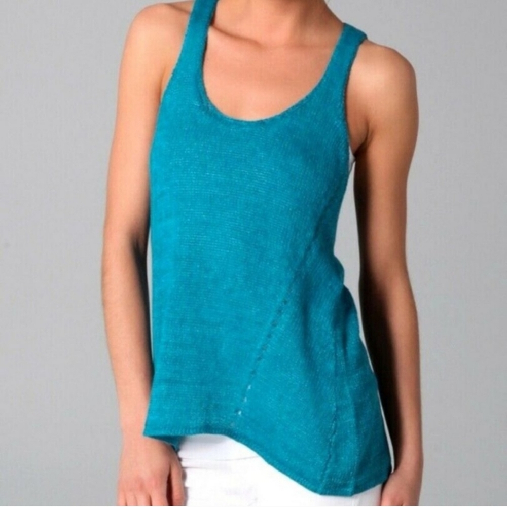 E_Vince knit tank 100% linen azul blue sweater NWT M